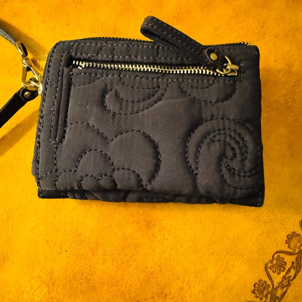 Vera Bradley Navy Quilted Flap Trifold Wallet Wristlet - Picture 4 of 10